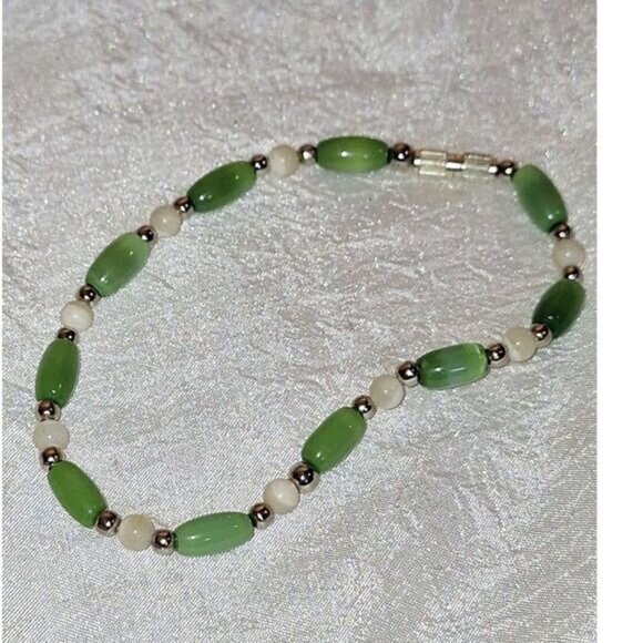 Women's Bracelet Green Gemstone Elegant Moonstone Vintage Boho Mystical - Picture 1 of 7